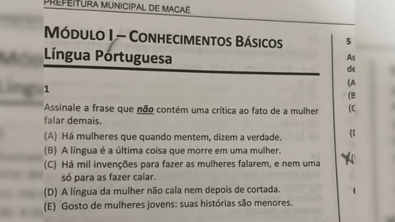 Questões de concurso são anuladas por conteúdo machista