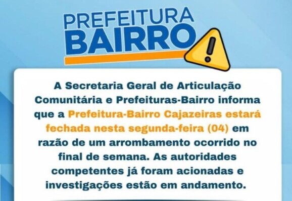 Furto compromete serviços em duas Prefeituras-Bairro de Salvador