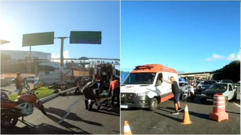 Acidente grave entre motos deixa dois feridos na BR-324, em Salvador