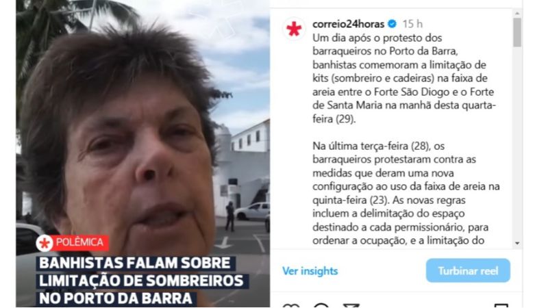 Banhista critica excesso de cadeiras no Porto da Barra e desabafa sobre as novas regras