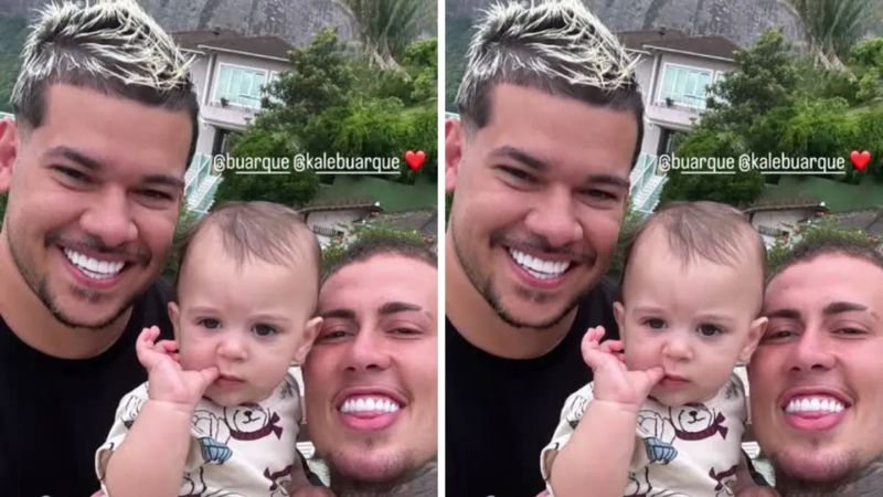 MC Daniel aparece com filho de Bia Miranda e DJ Buarque faz brincadeira