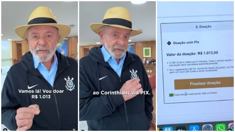 Lula faz doação ao Corinthians e esclarece que não haverá taxação sobre transações via Pix
