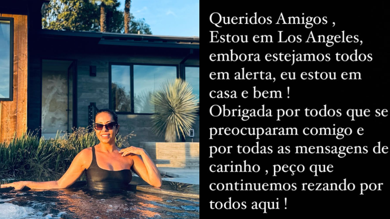 Samantha Schmütz abandona apartamento em Los Angeles por causa de incêndio