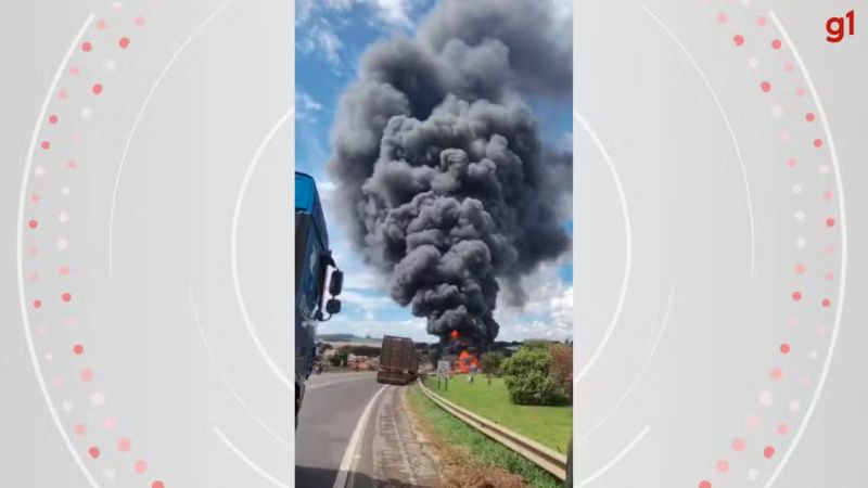 Caminhão-tanque explode e fumaça densa bloqueia rodovia no Paraná