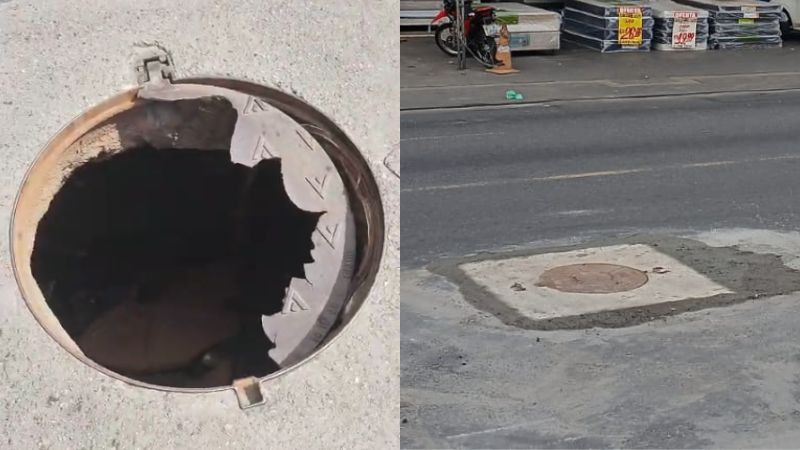 Denúncia leva ao fechamento de bueiro na Avenida Fernandes da Cunha, em Salvador