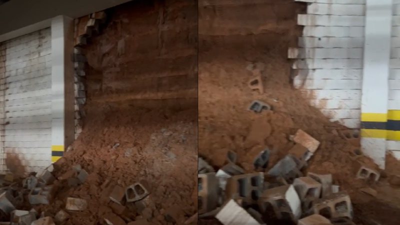 Parte de muro desaba em shopping de Salvador