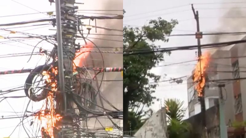 Incêndio em fiação assusta moradores no Acupe de Brotas, em Salvador