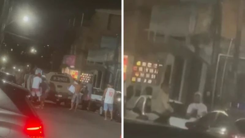 PM é flagrado dando coronhada em homem durante protesto pacífico em Salvador