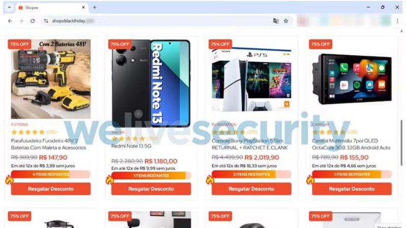 Golpistas criam lojas falsas da Shopee e Havan para a Black Friday e especialistas alertam consumidores