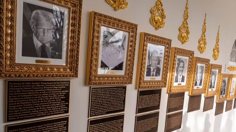 Trump afixa placas depreciativas contra ex-presidentes na Casa Branca