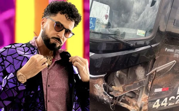 Ônibus com cantor Latino e equipe se envolve em acidente no interior de São Paulo