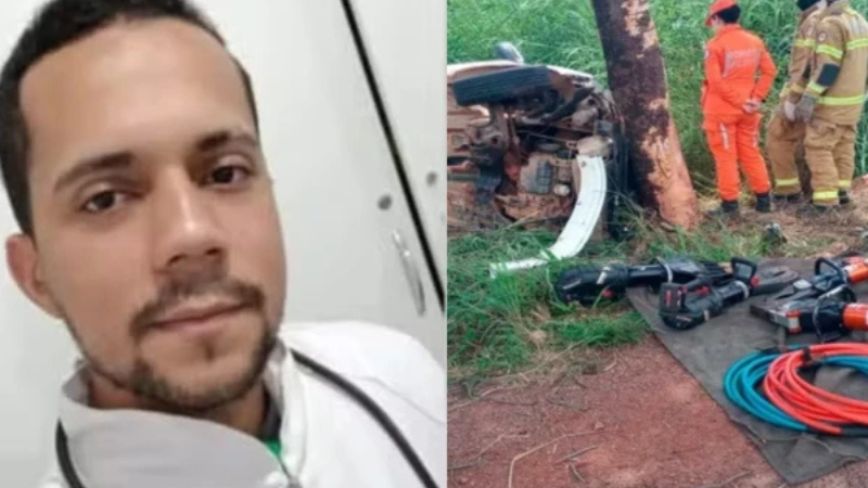 Técnico de enfermagem morre após carro sair da pista e colidir com árvore na BR-242, no oeste da Bahia